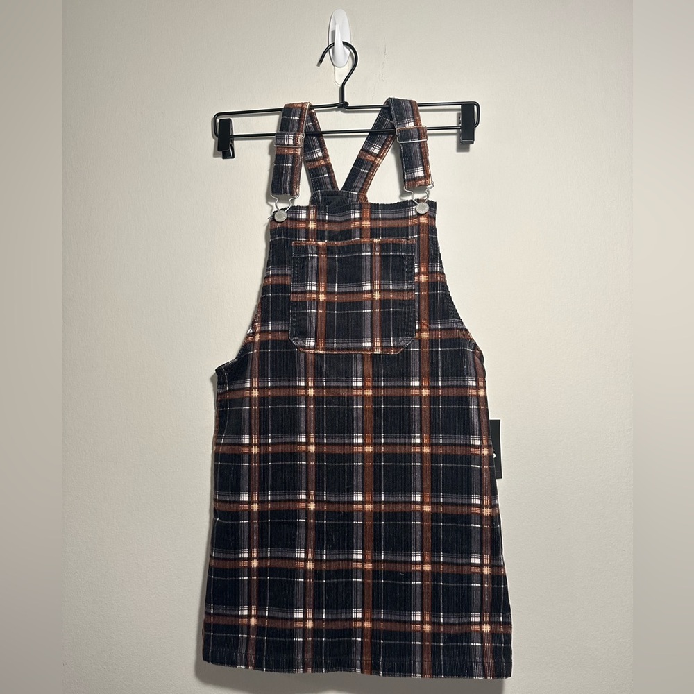 Art Class Kids Black Plaid Overall Dress